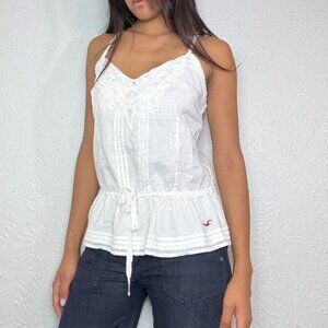 Y2k HOLLISTER WHITE WAIST CINCH TANK TOP